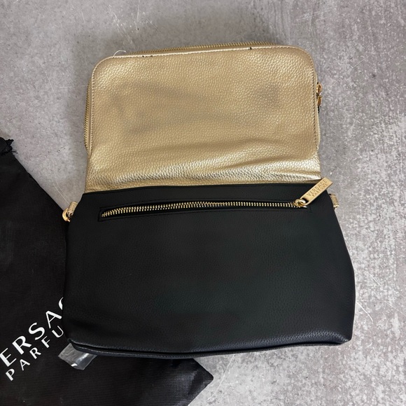 Versace Parfums Black/Gold Small Crossbody Foldover Purse with Dust Bag - Picture 3 of 5